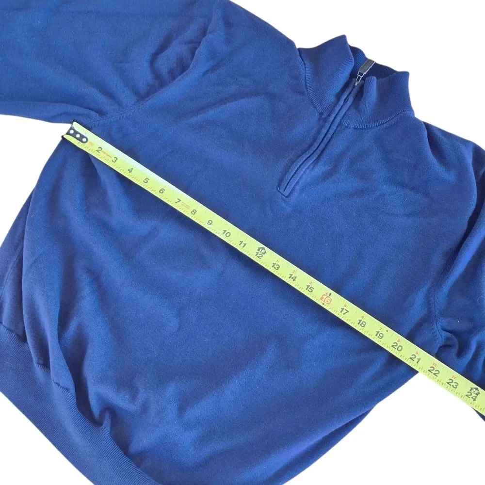 Jos A Bank Signature Collection Pima Cotton Sweater Blue 1/4 Zip Men's size XL